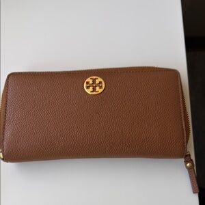 Tory Burch Brown Wallet with Gold Logo